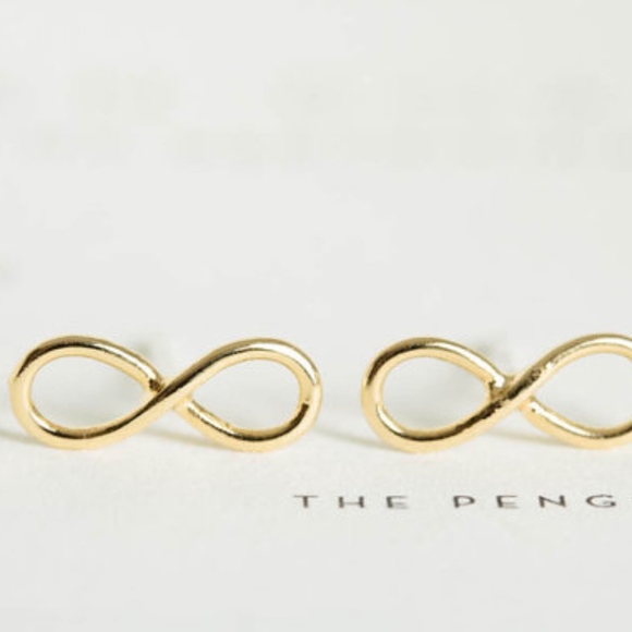 Infinity Gold Dainty Stud Earrings - Picture 6 of 7
